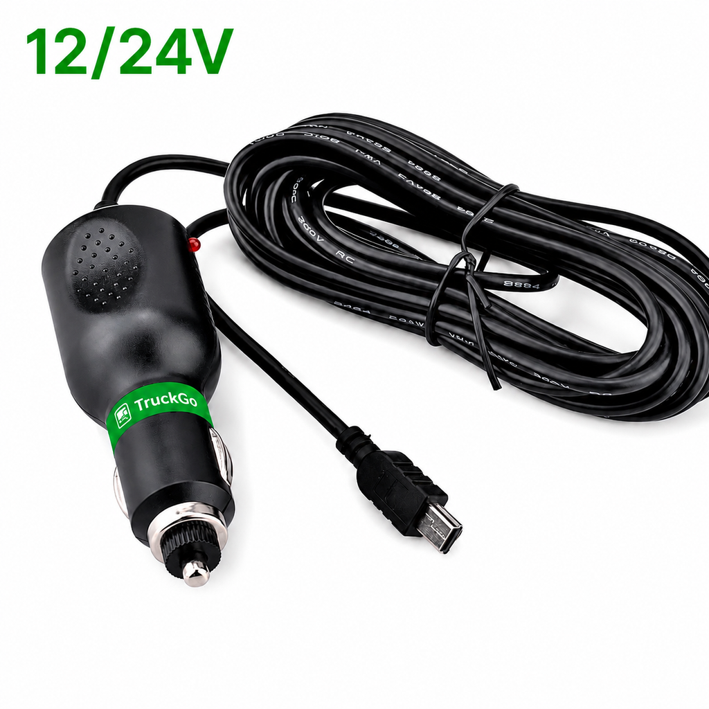 Cargador Mini USB 12V/24V para Camión – Compatible con GPS WinCE y Dispositivos con Mini USB