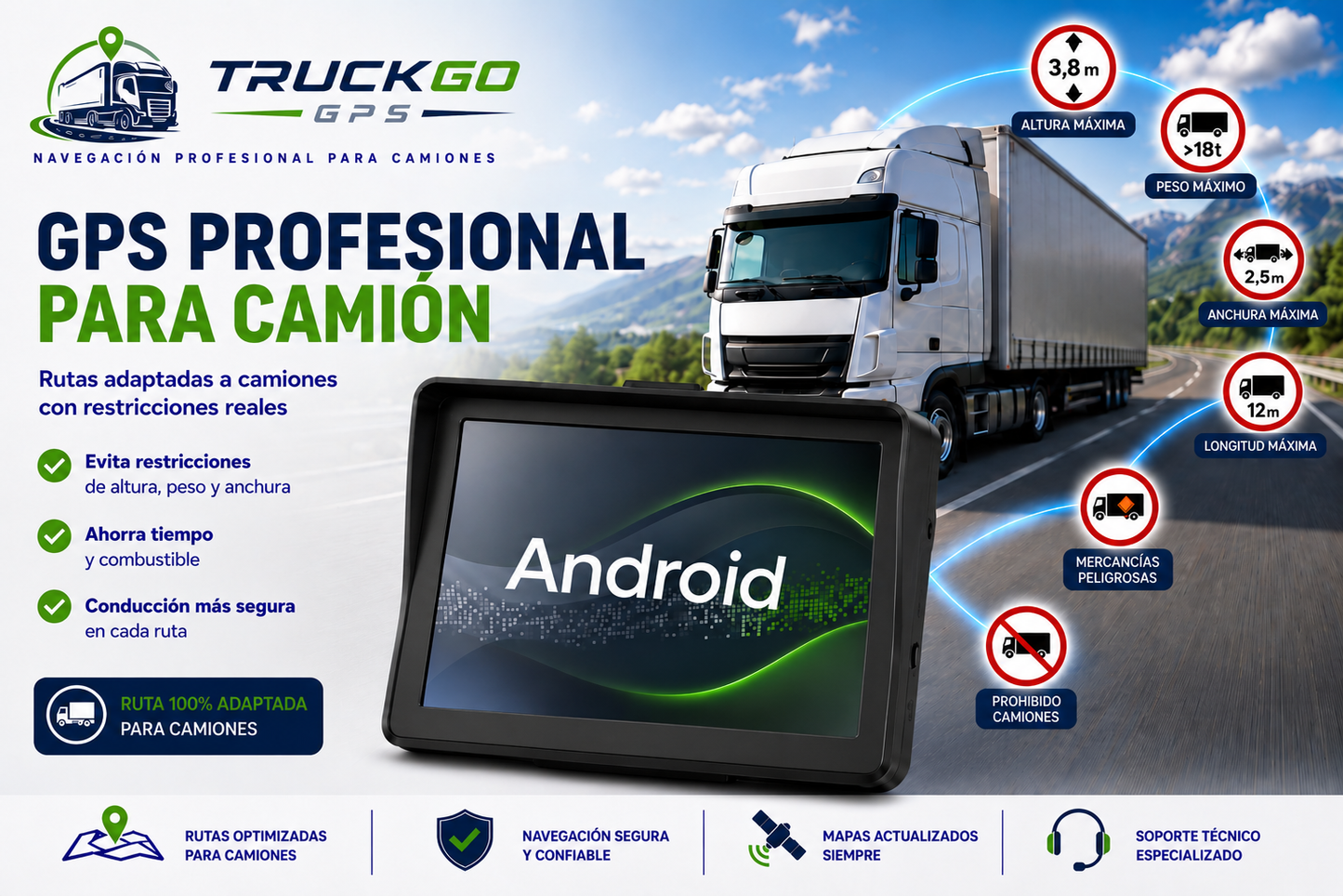 GPS Android 7” wifi y bluetooth